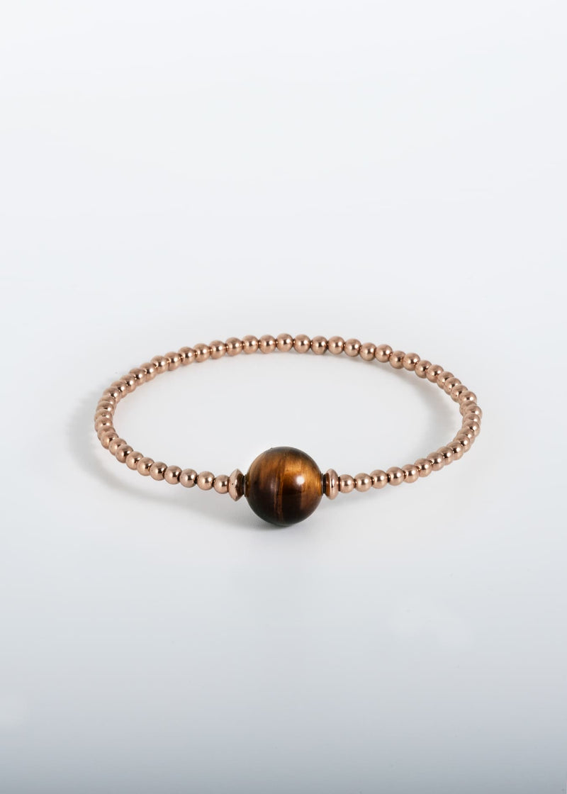 Liliflo, austauschbare Schmuckmarke Schweiz: Tango Armband Einfache Windung in Farbe Roségold - Halbedelstein Tigerauge