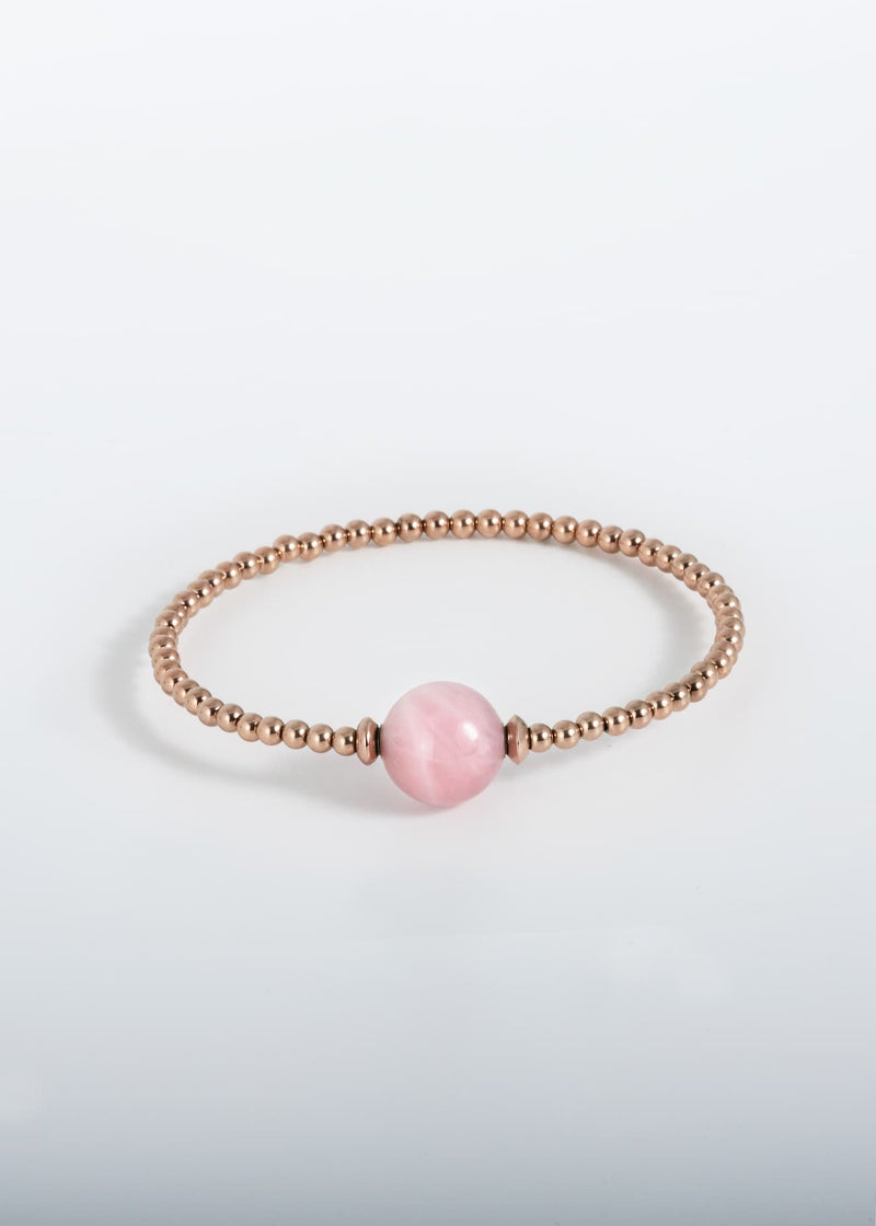 Liliflo, Marke für austauschbaren Schmuck Schweiz: Tango Armband Einfache Windung in Farbe Roségold - Halbedelstein Rosenquarz