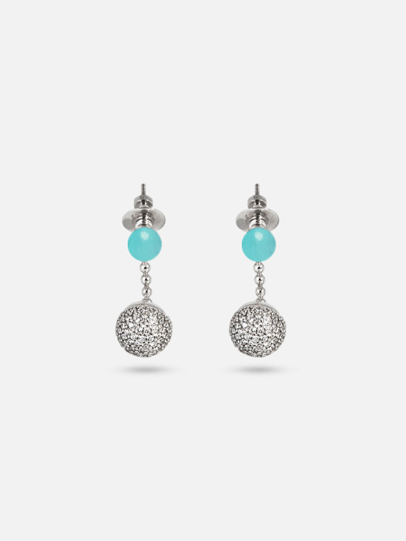 Liliflo - Modularer Schmuck Swiss made - Auswechselbare Ohrringe aus Amazonitstein - Anhänger Zirkonia