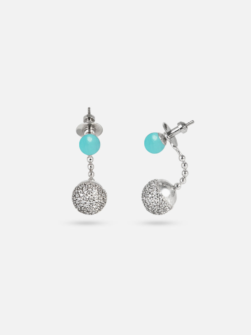 Liliflo - Modularer Schmuck Swiss made - Auswechselbare Ohrringe aus Amazonitstein - Anhänger Zirkonia
