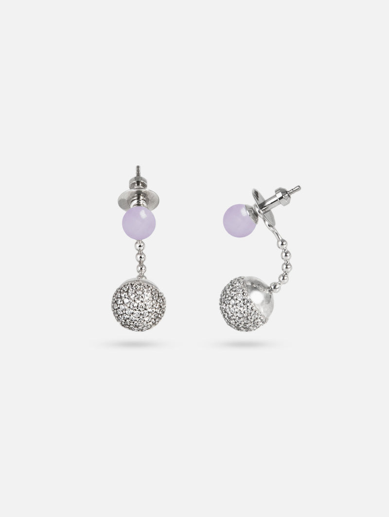 Liliflo - Modularer Schmuck Swiss made - Auswechselbare Ohrringe aus Kunzitstein und Anhänger Zirkonia