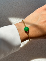 Liliflo_Bijoux modulables Swiss made_Bracelet interchangeable Milonga_couleur acier doré avec une pierre semi-précieuse Jade de Malaisie