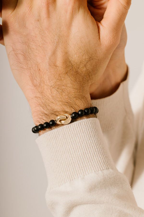 Liliflo - bijoux modulables Swiss made - bracelet Onyx  - Lien Eternité en or jaune 18 cts