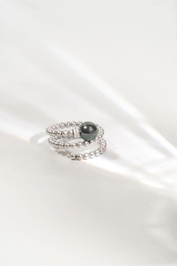 Liliflo_Bijoux modulable swiss made_Perle de tahiti_Bague interchangeable Tango_couleur acier avec diamant