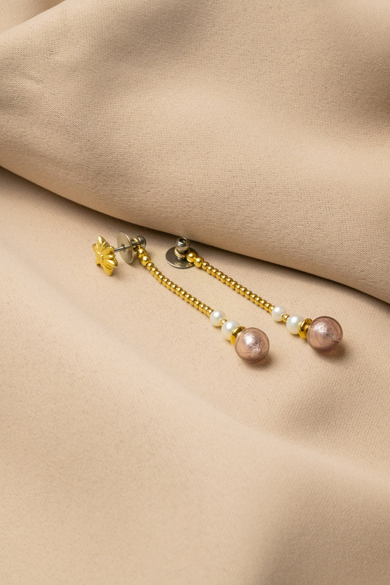 Liliflo - Boucles d'oreilles pendantes interchangeable Swiss made - Collection Edelweiss Melanie Oesch - Pendantes couleur acier doré et Lien interchangeable pourpre light