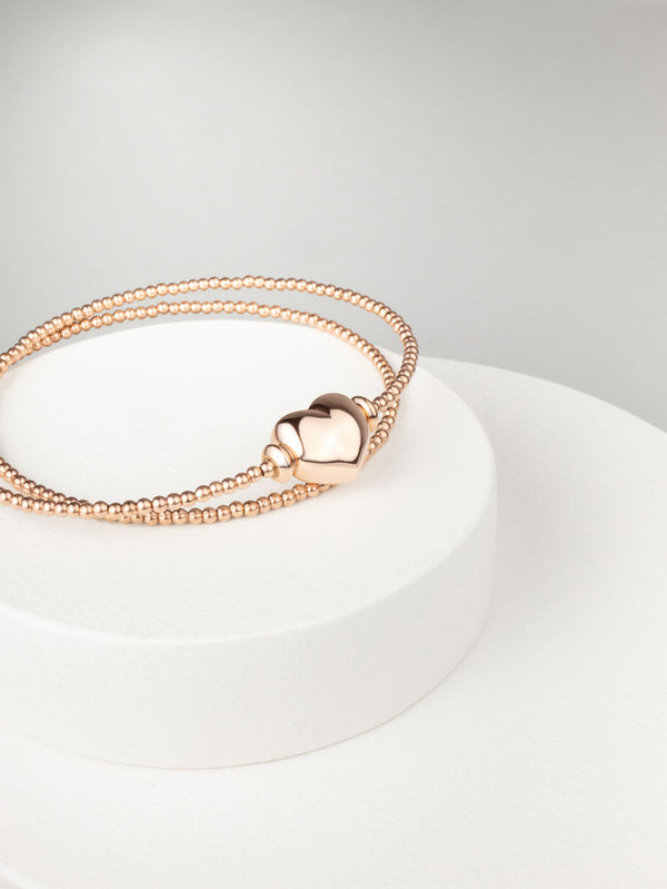Liliflo - Bijoux modulables Swiss made - Bracelet femme double tour et Lien Coeur interchangeable Acier rosé
