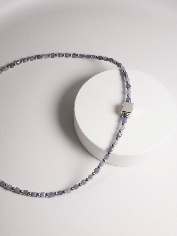Liliflo - Modularer Schmuck Swiss made - Kollektion Constellation  - Collier Stahl Tansanit - Zierverschluss zum Gravieren - Sternzeichen