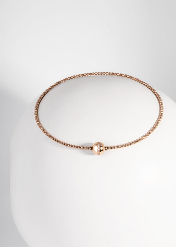 Collier tango de couleur rose avec une sphère en zircons rose