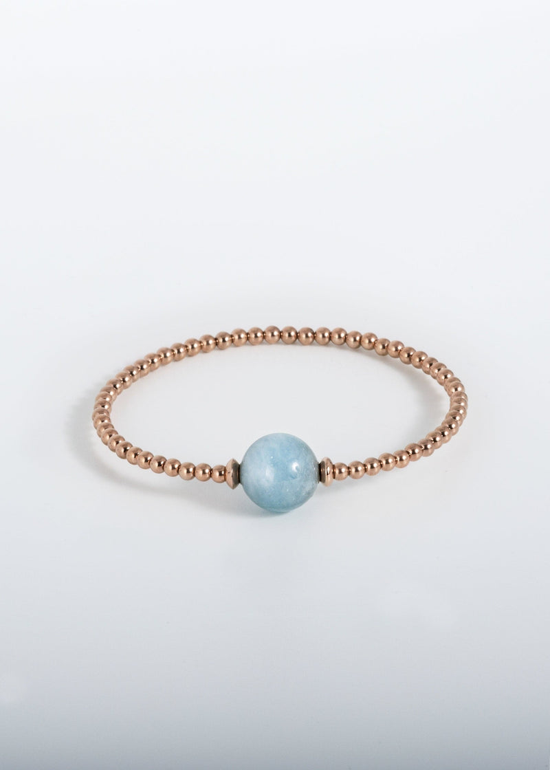 Liliflo, schweizerische austauschbare Schmuckmarke: Tango Armband in Roségoldfarbe - Schmuckstein Aquamarin