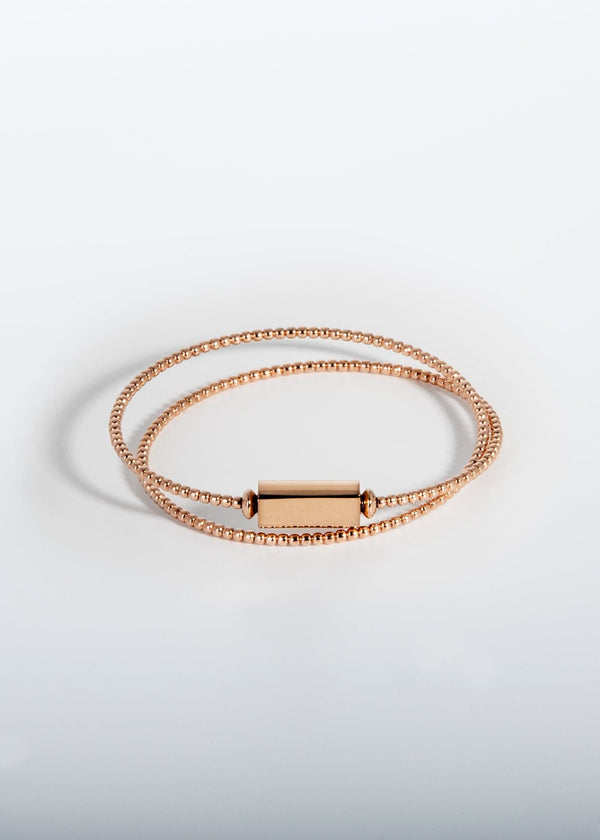 Liliflo, marque de bijoux Suisse : Bracelet Milonga Double - Rose - Lien Inspiration à graver