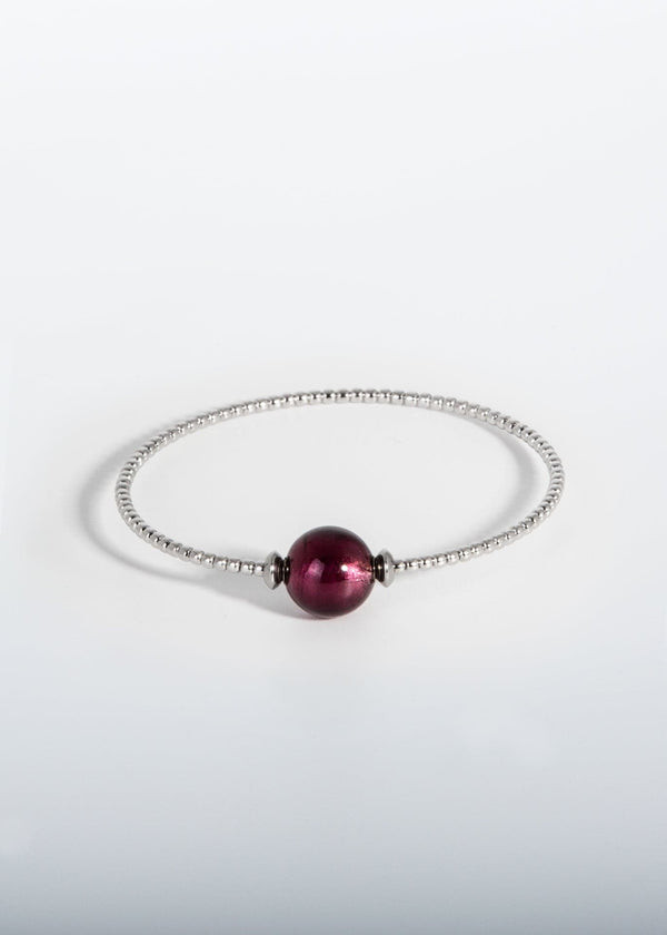 Liliflo, marque de bijoux Suisse : Bracelet Milonga - Naturel - Verre de Murano - Pourpre