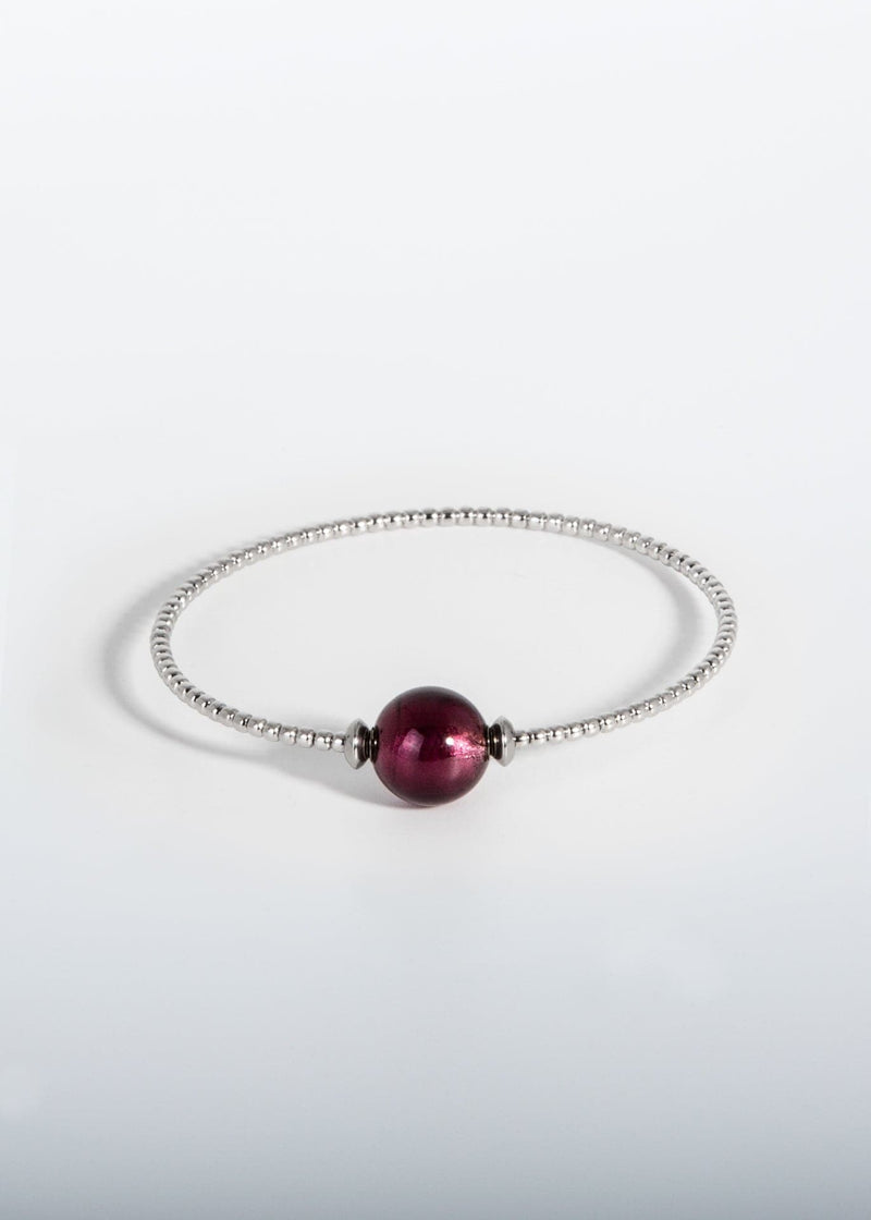 Liliflo, marque de bijoux Suisse : Bracelet Milonga - Naturel - Verre de Murano - Pourpre