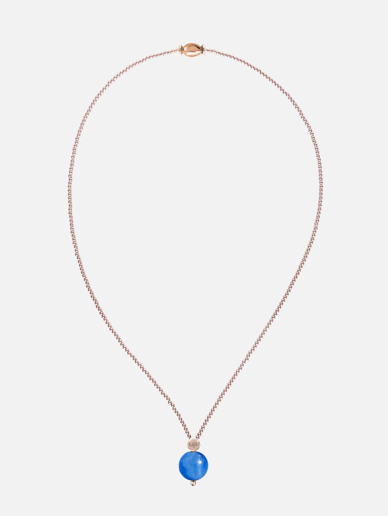 Liliflo_Austauschbarer Schmuck Swiss made_Halskette Milonga in Farbe Roségold_Muranoglas_Neptun