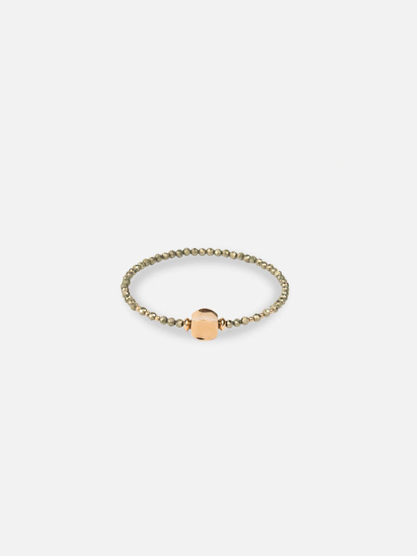 Liliflo_Bracelet or rose interchangeable_Limbo_Pierre semi-précieuse Pyrite avec lien illusion