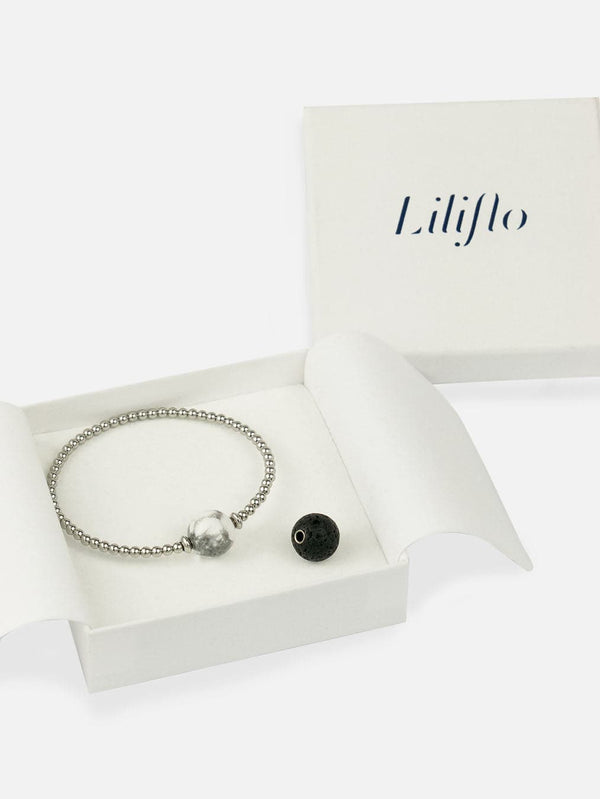 Coffret bracelet modulable Tango en couleur naturel avec des pierres semi-précieuses Howlite et Lave