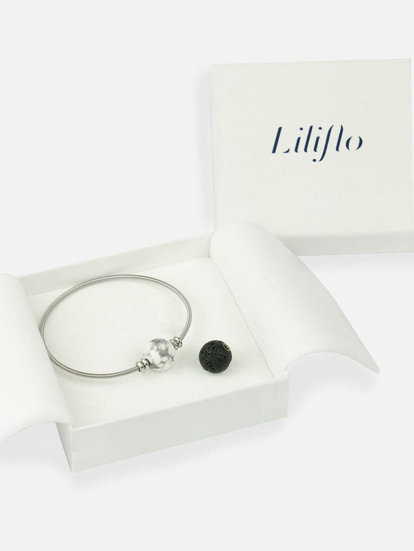 Coffret bracelet modulable Twist avec des pierres semi-précieuses Howlite et Lave