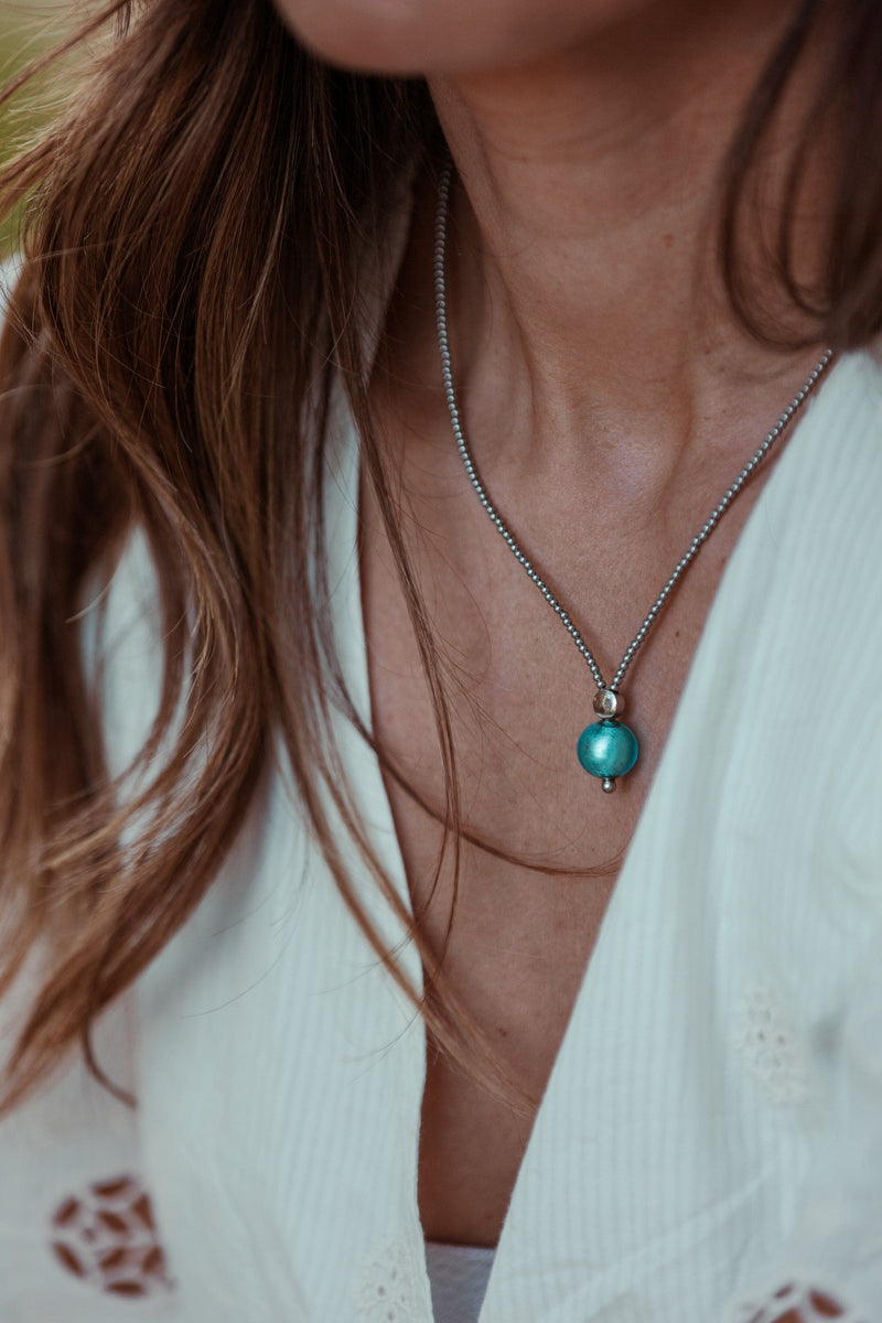 Liliflo, schweizer Schmuckmarke: Collier Milonga - Natural - Murano Glas Aqua