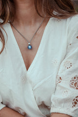 Liliflo, Schweizer Schmuckmarke: Collier Milonga - Natural - Muranoglas Neptun