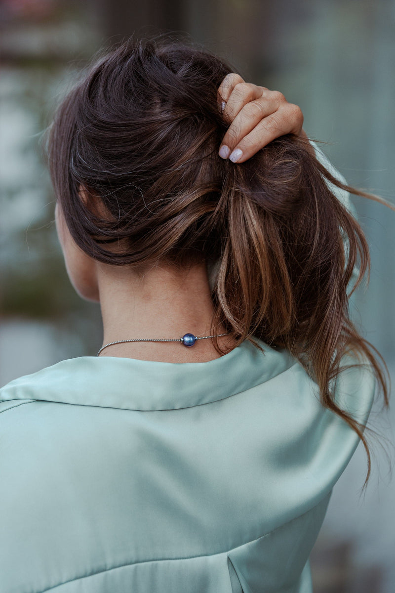 Liliflo, schweizer Schmuckmarke: Collier austauschbar Milonga - Natur - Muranoglas Neptun