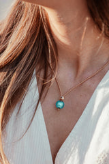 Liliflo, Schweizer Schmuckmarke: Collier Milonga - Roségold - Murano Glas Aqua