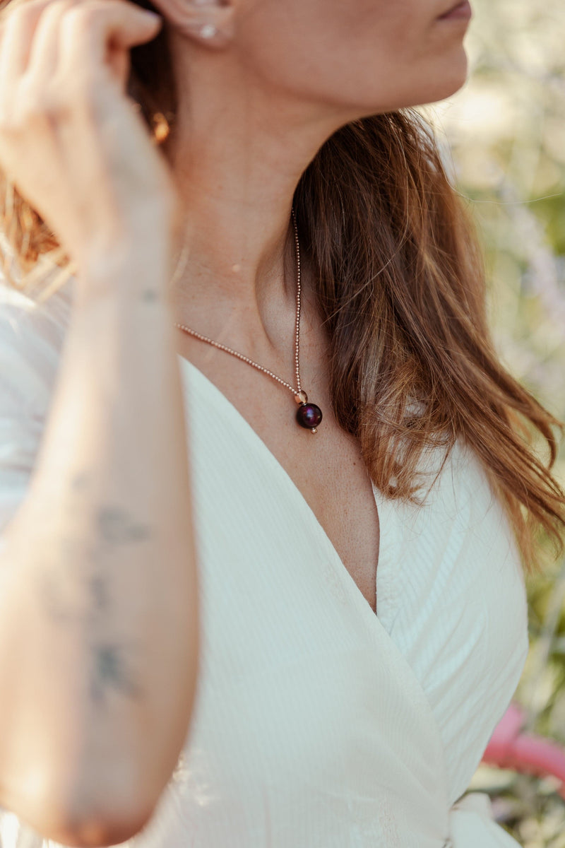 Liliflo, schweizer Schmuckmarke: Milonga-Halskette - Rotgold - Schmuckstein - Amethyst