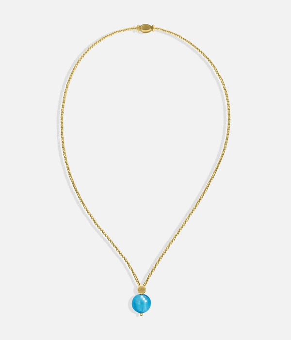 Liliflo_Bijoux interchangeables Swiss made_Collier Milonga en couleur or jaune_Verre de Murano_Aqua