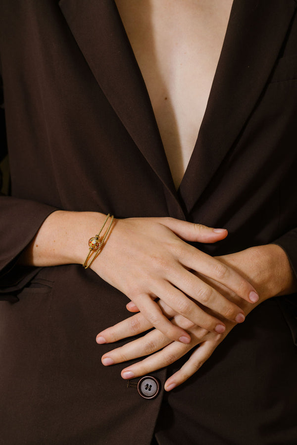 Liliflo_Bijoux modulables Swiss made_bracelet doré pour femme avec Murano Confetti