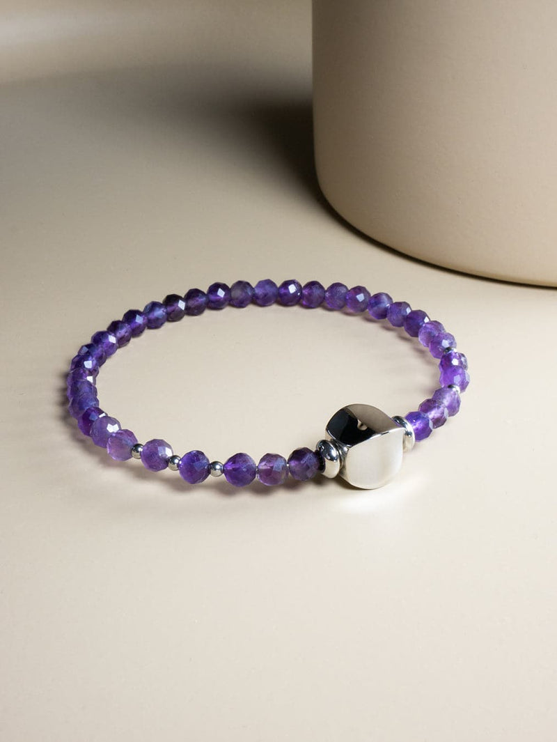 Liliflo - Bijoux Modulables Swiss made - Bracelet en pierres semi-précieuses Améthyste et finition couleur naturel