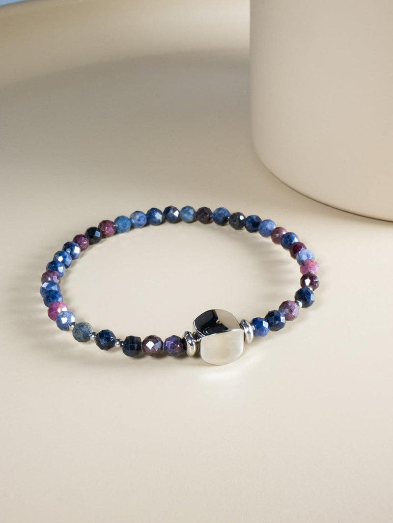 Liliflo - Bijoux Modulables Swiss made - Bracelet en pierres semi-précieuses Rubis Saphir et finition couleur naturel