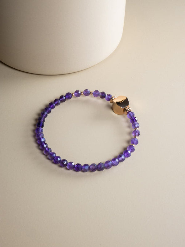 Liliflo - Bijoux Modulables Swiss made - Bracelet en pierres semi-précieuses Améthyste et finition couleur naturel