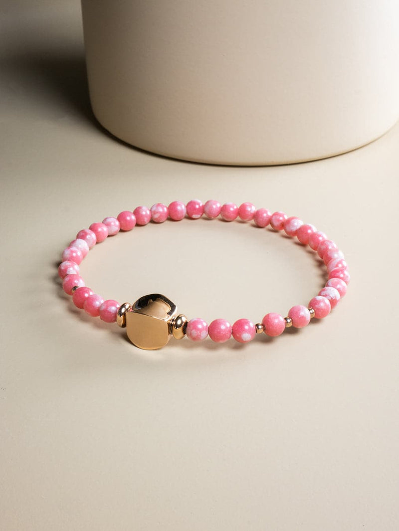 Liliflo - Bijoux Modulables Swiss made - Bracelet en pierres semi-précieuses Rosalite et finition couleur or rose