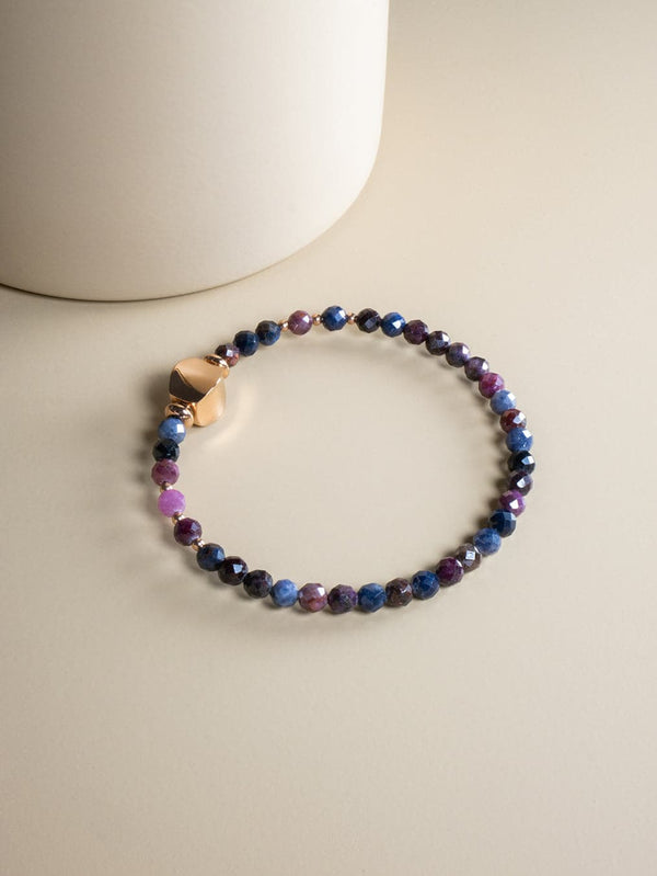 Liliflo - Bijoux Modulables Swiss made - Bracelet en pierres semi-précieuses Rubis Saphir et finition couleur or rose