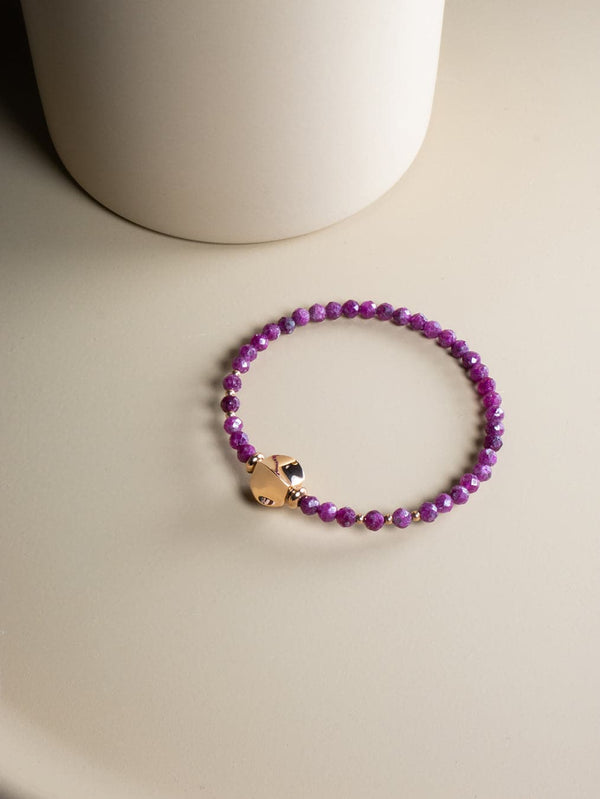 Liliflo - Bijoux Modulables Swiss made - Bracelet en pierres semi-précieuses Rubis et finition couleur or rose