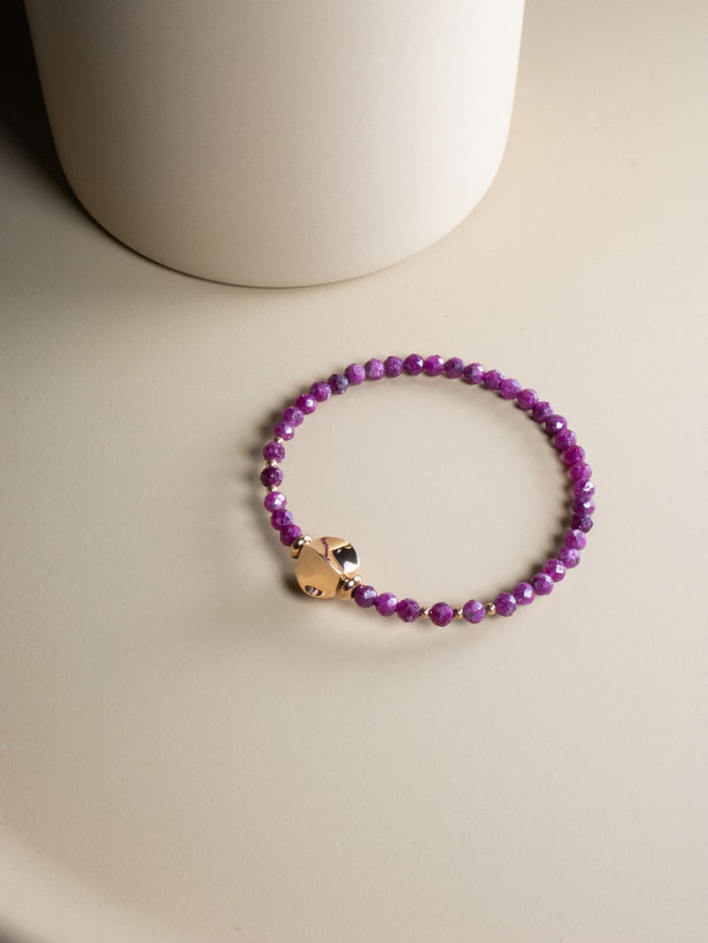 Liliflo - Bijoux Modulables Swiss made - Bracelet en pierres semi-précieuses Rubis et finition couleur or rose