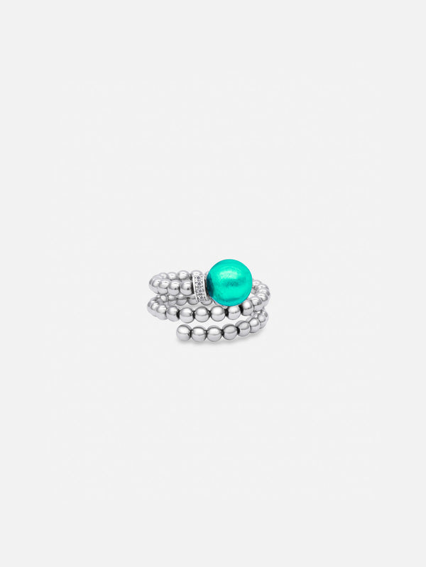 Liliflo_Bijoux modulable swiss made_Murano Caraïbe_Bague interchangeable Tango_couleur acier avec diamant