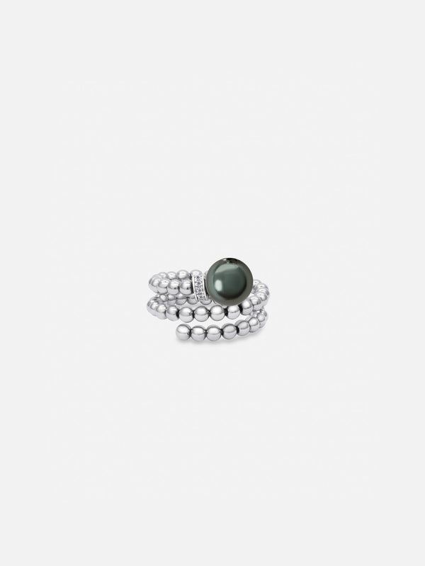 Liliflo_Bijoux modulable swiss made_Perle de tahiti_Bague interchangeable Tango_couleur acier avec diamant