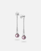 Liliflo - Boucles d'oreilles pendantes interchangeable Swiss made - Collection Edelweiss Melanie Oesch - Pendantes couleur acier et Lien interchangeable pourpre light