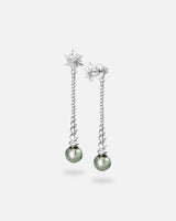 Liliflo - Boucles d'oreilles pendantes interchangeable Swiss made - Collection Edelweiss Melanie Oesch - Pendantes couleur acier et Lien interchangeable murano tahiti