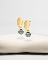 Liliflo_Bijoux interchangeable Swiss made_Boucles d'oreilles Giorgia en couleur acier doré avec un lien murano tahiti