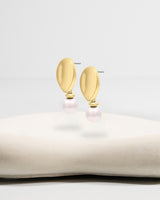 Liliflo_Bijoux interchangeable Swiss made_Boucles d'oreilles Giorgia en couleur acier doré avec un décor interchangeable perle d'eau douce rose