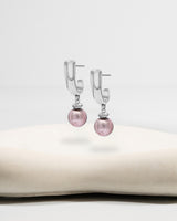 Liliflo_Bijoux interchangeable Swiss made_Boucles d'oreilles Iris en couleur acier avec un lien murano pourpre light