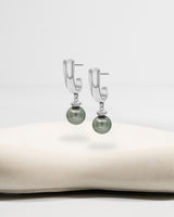 Liliflo_Bijoux interchangeable Swiss made_Boucles d'oreilles Iris en couleur acier avec un lien murano tahiti