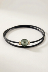 Bracelet Noir Absolu - Diamants - Lien Murano Tahiti