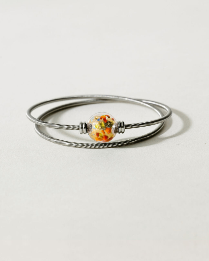Liliflo_Bijoux femme interchangeable Swiss made_Bracelet simple tour femme en spiral avec murano Confetti