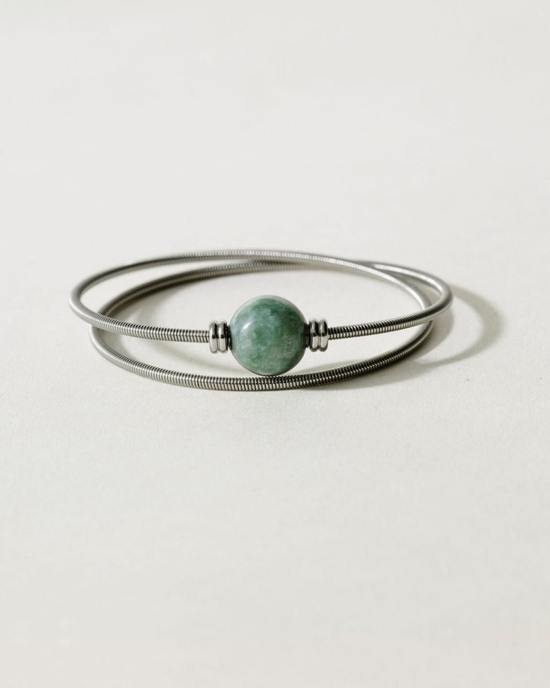 Liliflo_Bijoux femme interchangeable Swiss made_Bracelet double tour femme en spiral avec une pierre semi-précieuse Jade du canada