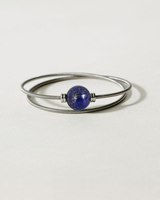 Liliflo_Bijoux femme interchangeable Swiss made_Bracelet diamant double tour femme en spiral avec une pierre semi-précieuse Lapis lazuli