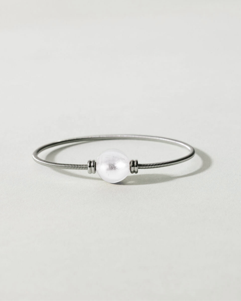 Liliflo_Bijoux femme interchangeable Swiss made_Bracelet simple tour femme en spiral avec Murano Cristal