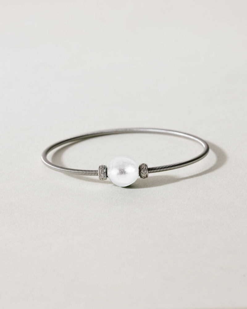 Liliflo_Bijoux femme interchangeable Swiss made_Bracelet diamant simple tour femme en spiral avec Murano Cristal