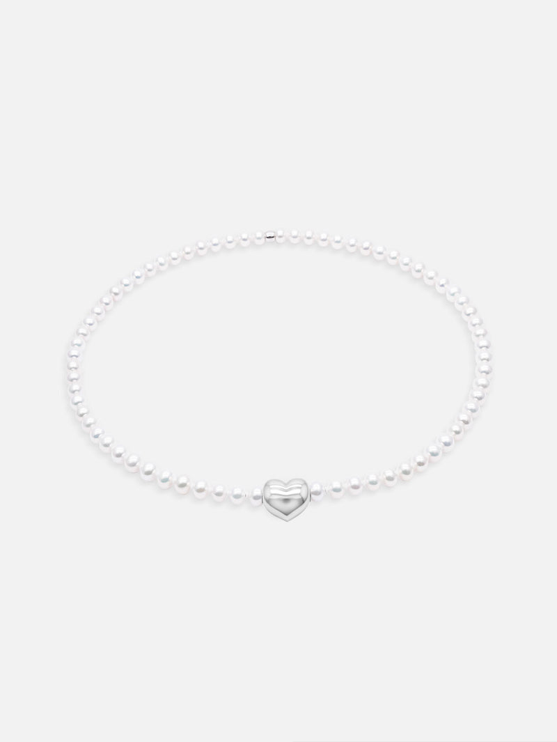 Liliflo - Bijoux interchangeables Swiss made - Collier femme en perle de Cumingii et Lien interchangeable Coeur en couleur acier