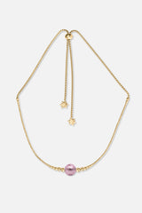Collier interchangeable Swiss made - Collection Edelweiss Melanie Oesch - Collier couleur acier doré et Lien murano pourpre light